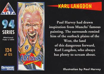 1994 Dynamic AFLPA #124 Karl Langdon Back